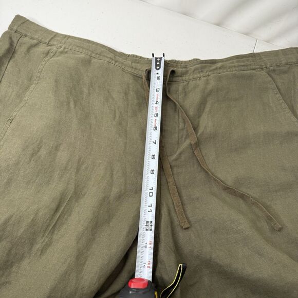 J Jill Love Linen Ankle Pants Women 2X Drawstring Lagenlook Beach Olive Coastal - Picture 7 of 11